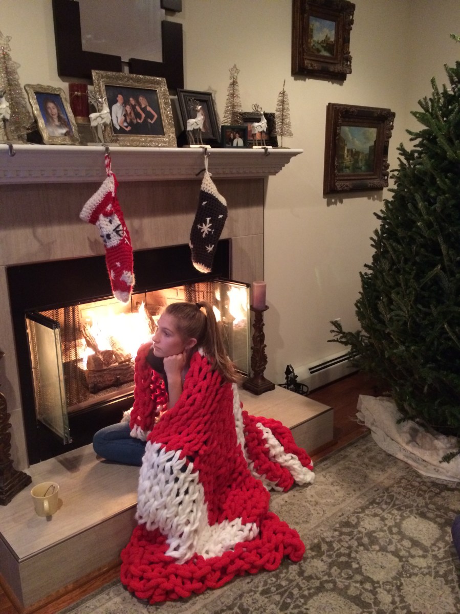 Hand Knitted Christmas Blanket Cooking Fiasco